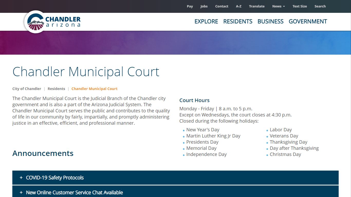 Chandler Municipal Court | City of Chandler